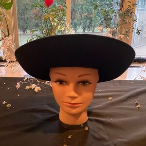 Black Wool Felt Wide Brimmed Hat